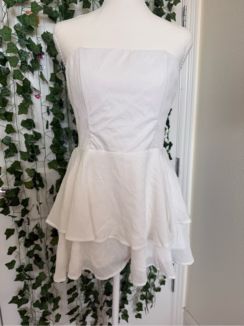 Princess Polly White Strapless Tiered Mini Dress